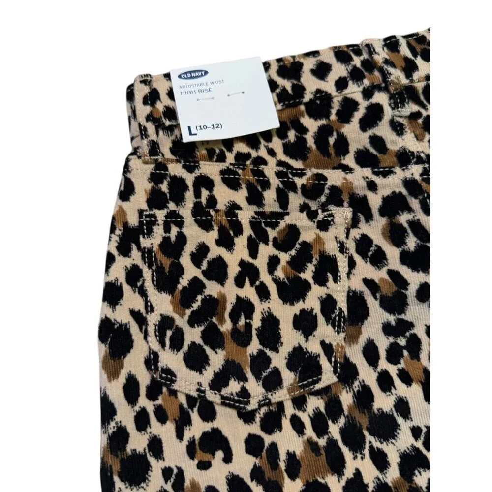 Old Navy Girls Leopard Corduroy Mini Skirt High Rise L (10–12) NWT